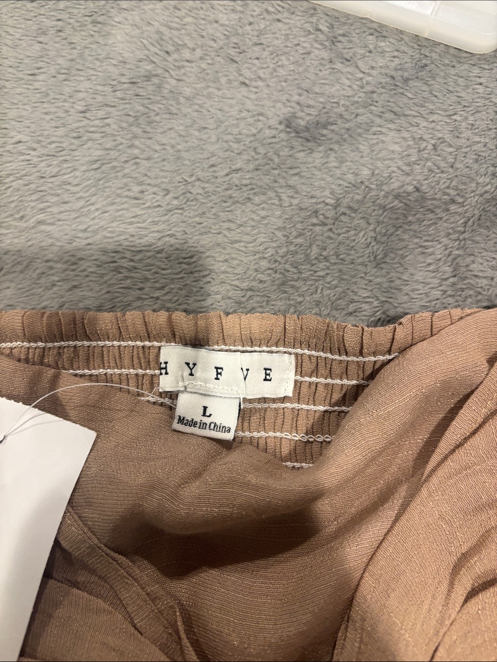 Women's Taupe Tiered Wide Legged Pants with Tie Waist - Picture 2 of 6